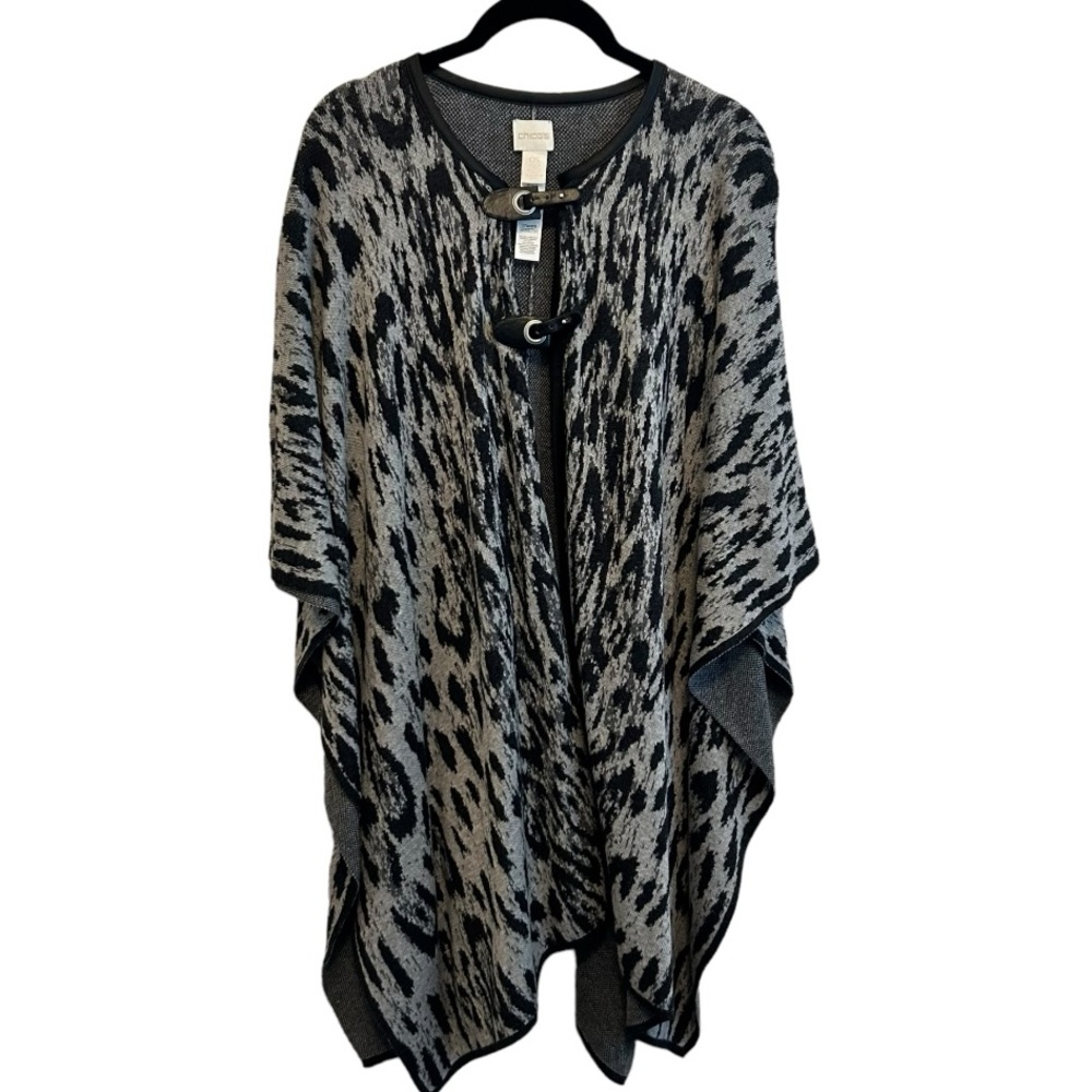 Chico’s Animal Print Knit Cape One Size